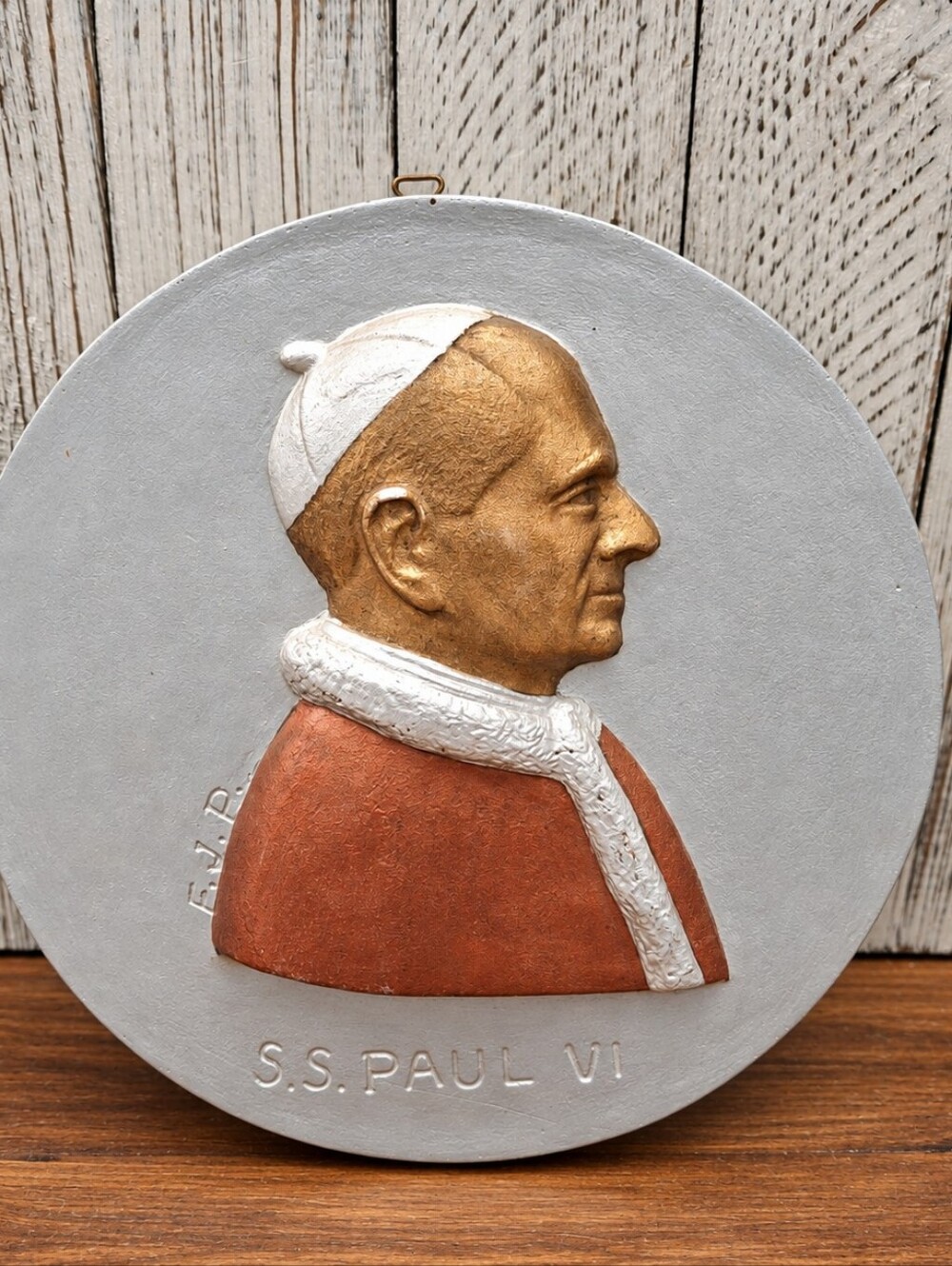 Vintage Pope Paul VI Catholic Wall Plaque Papal Portrait Relief Religious Art